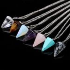 Triangle-shaped Crystal Eye Natural Stone Pendant